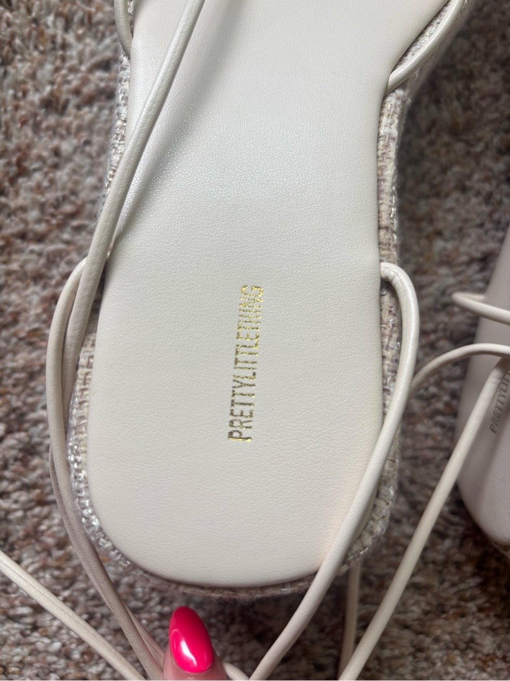 PrettyLittleThing Cream Lace-Up Platform Sandals - Picture 5 of 6